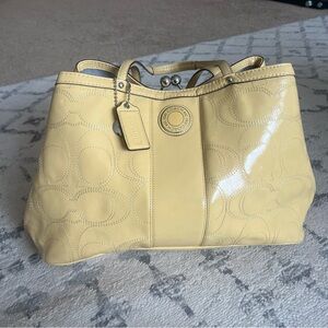 Vintage Coach Light Yellow Tote Bag